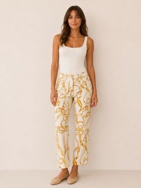 Rare Vintage 90s Wichele Equestrian Horsebit Print Cropped Pants EU 40 US 8
